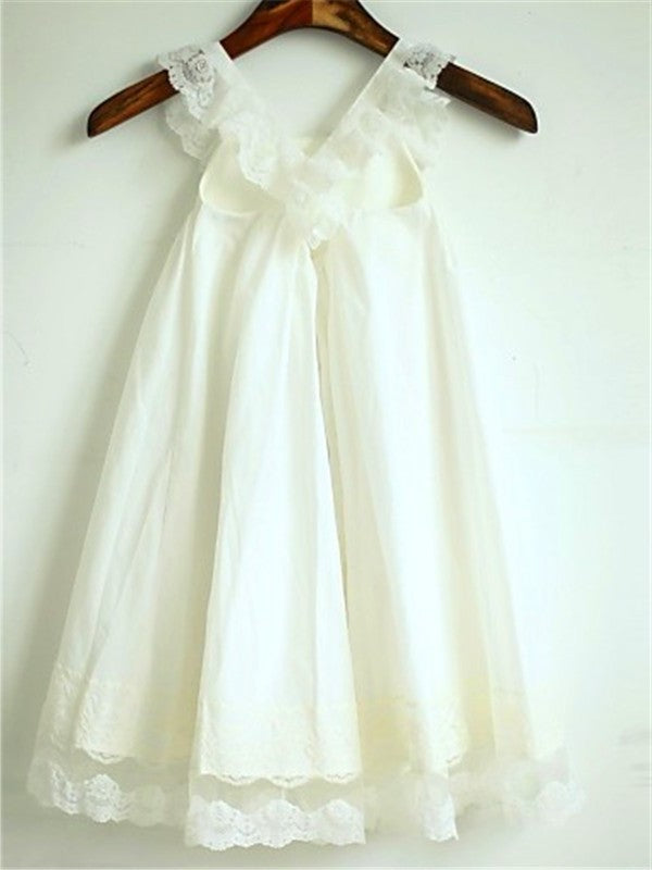 A-line/Princess Straps Sleeveless Ruffles Tea-Length Chiffon Flower Girl Dresses DEP0007620