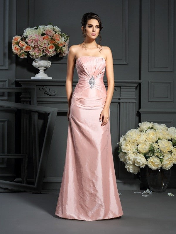 A-Line/Princess Strapless Pleats Sleeveless Long Taffeta Mother of the Bride Dresses DEP0007370