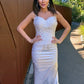Trumpet/Mermaid Elastic Woven Satin Spaghetti Straps Lace Sleeveless Court Train Wedding Dresses DEP0006528