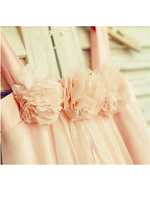 A-line/Princess Spaghetti Straps Sleeveless Ruffles Tea-Length Chiffon Flower Girl Dresses DEP0007657