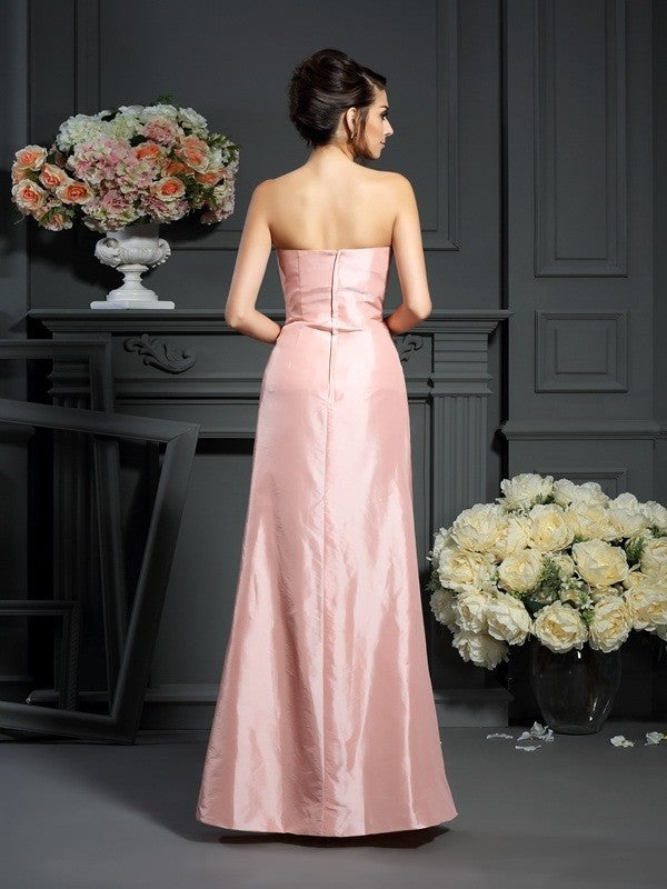 A-Line/Princess Strapless Pleats Sleeveless Long Taffeta Mother of the Bride Dresses DEP0007370