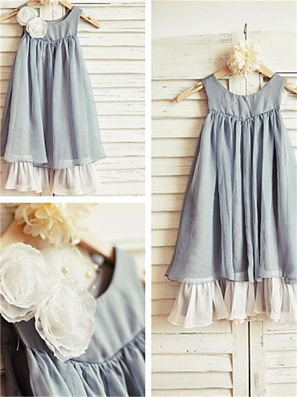 A-line/Princess Scoop Sleeveless Ruffles Tea-Length Chiffon Flower Girl Dresses DEP0007771