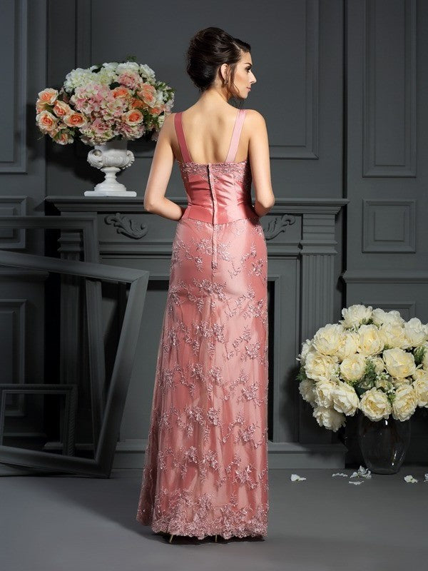 A-Line/Princess Straps Lace Sleeveless Long Taffeta Mother of the Bride Dresses DEP0007329