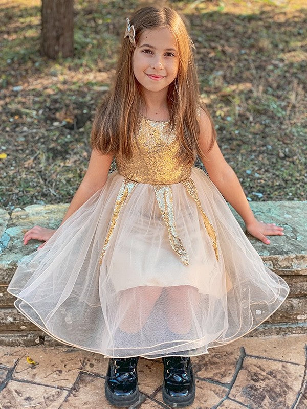 A-Line/Princess Tulle Sequin Scoop Sleeveless Short/Mini Flower Girl Dresses DEP0007545