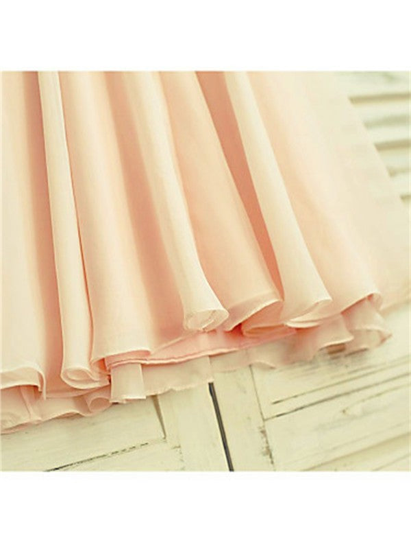 A-line/Princess Spaghetti Straps Sleeveless Ruffles Tea-Length Chiffon Flower Girl Dresses DEP0007657