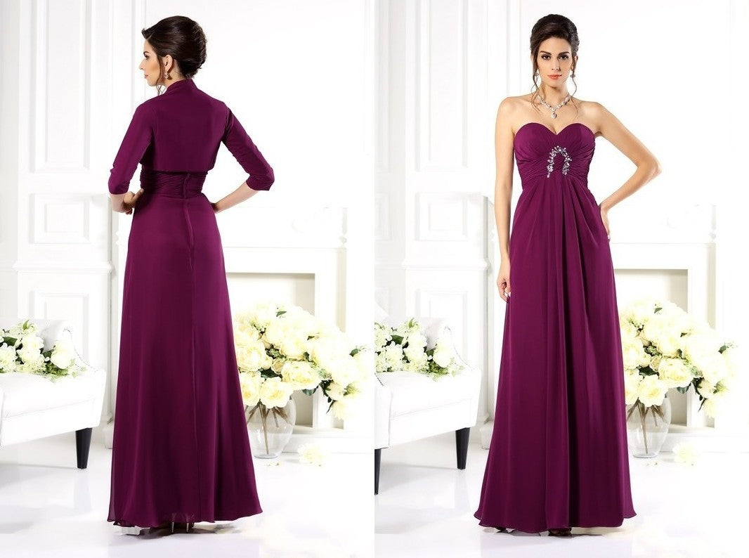 A-Line/Princess Sweetheart Beading Sleeveless Long Chiffon Mother of the Bride Dresses DEP0007374