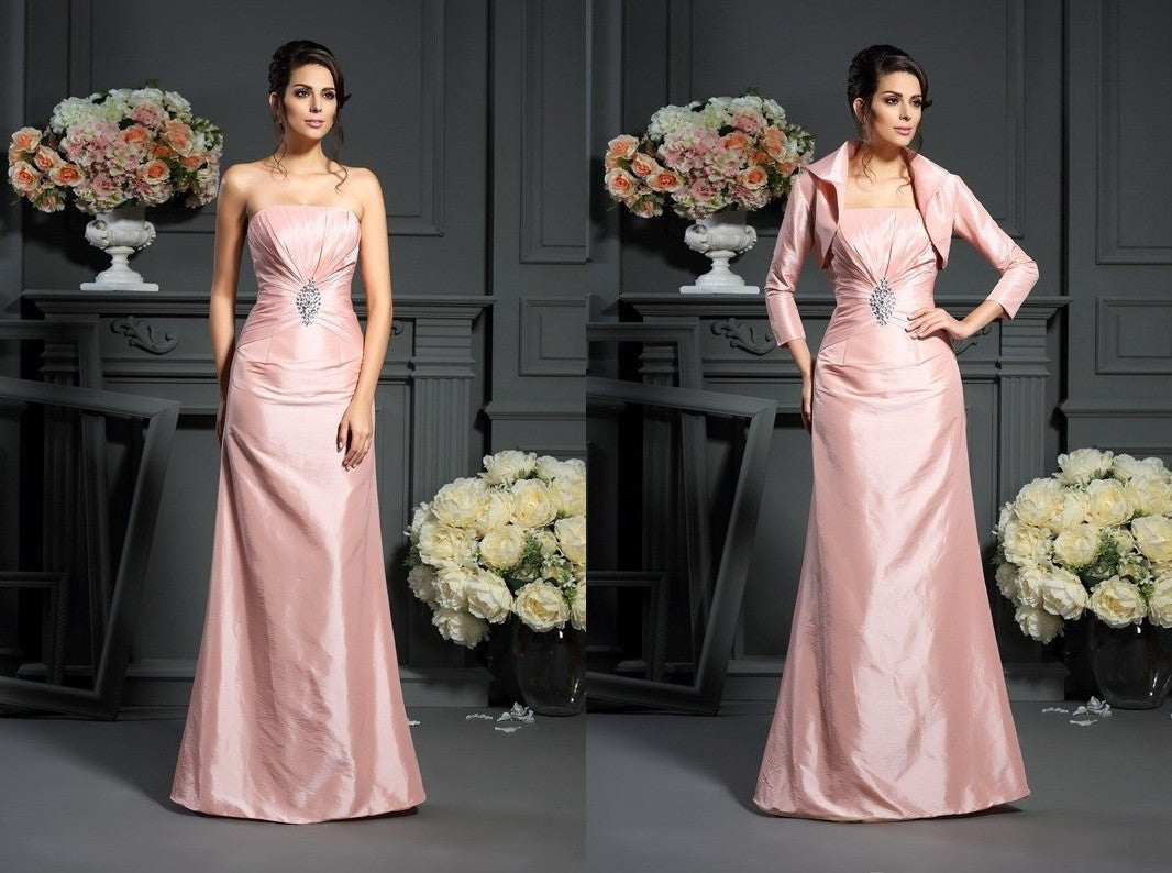 A-Line/Princess Strapless Pleats Sleeveless Long Taffeta Mother of the Bride Dresses DEP0007370