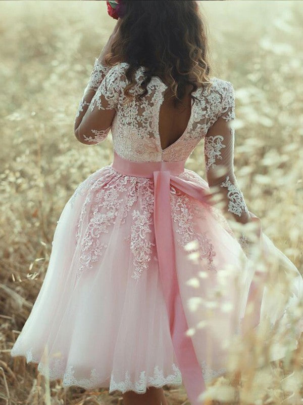 A-Line Princess Sleeveless Sweetheart Reyna Lace Homecoming Dresses Tulle Short