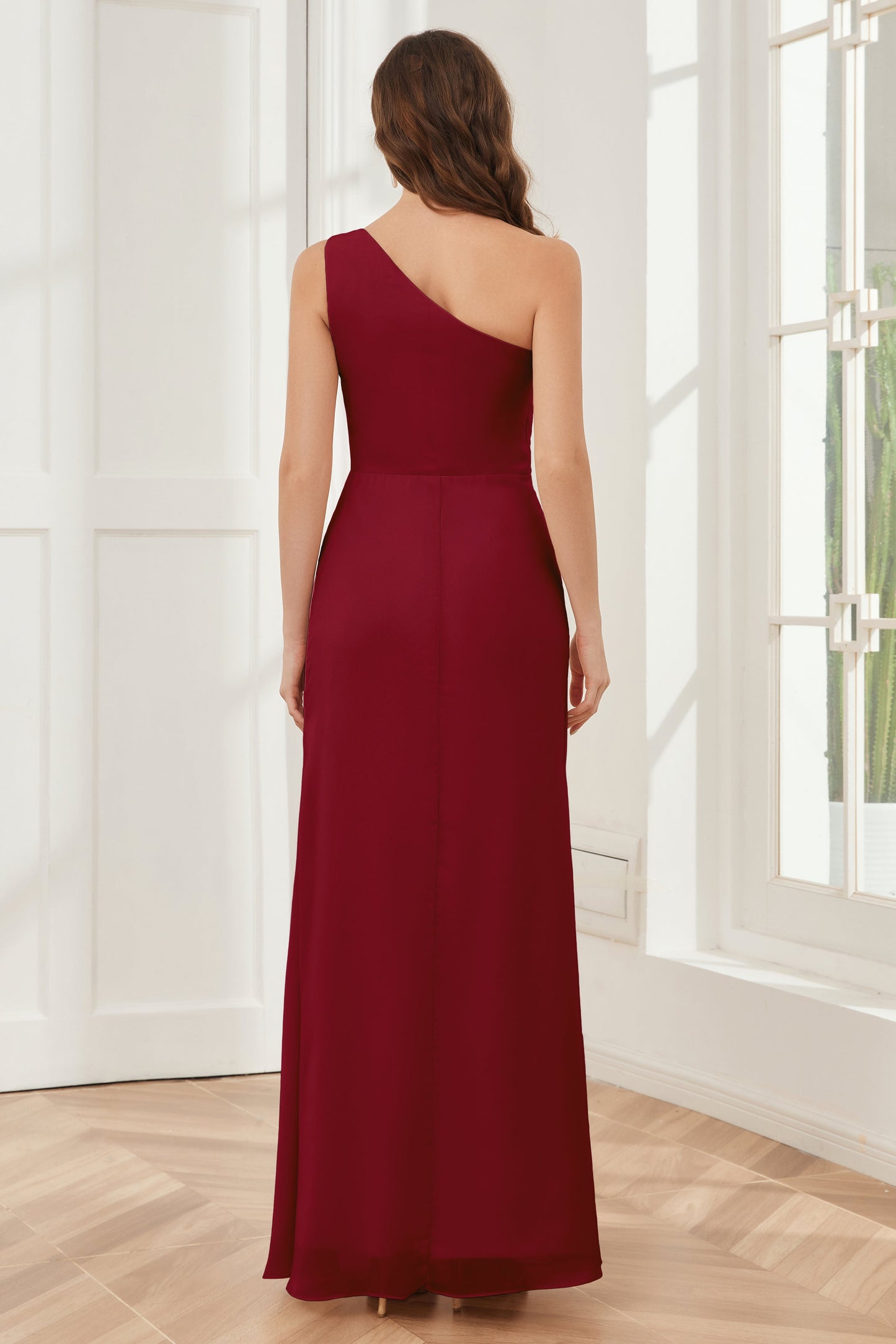 One Shoulder Sleeveless Slit Bridesmaid Dresses