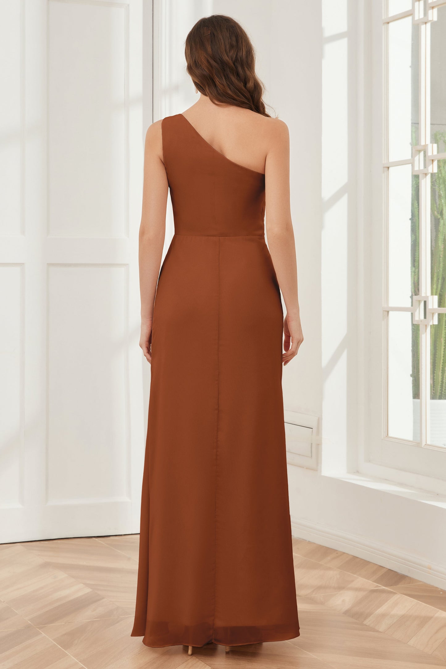 One Shoulder Sleeveless Slit Bridesmaid Dresses